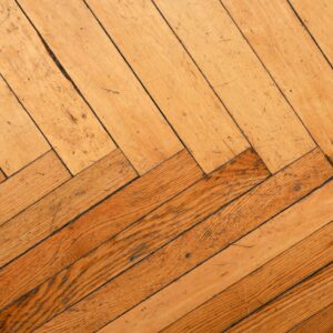 Detailed herringbone timber floor